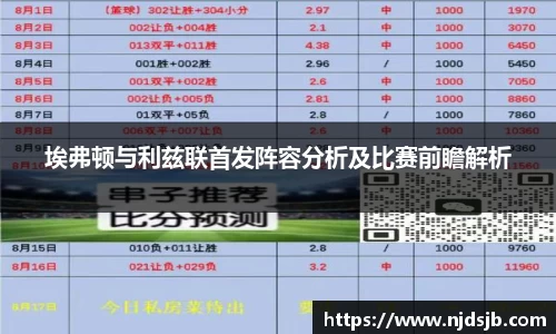 埃弗顿与利兹联首发阵容分析及比赛前瞻解析